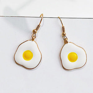 Gold Tone Alloy Fried Egg Shape Earrings E91